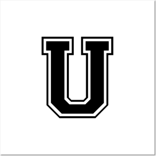 Initial Letter U - Varsity Style Design - Black Text Posters and Art